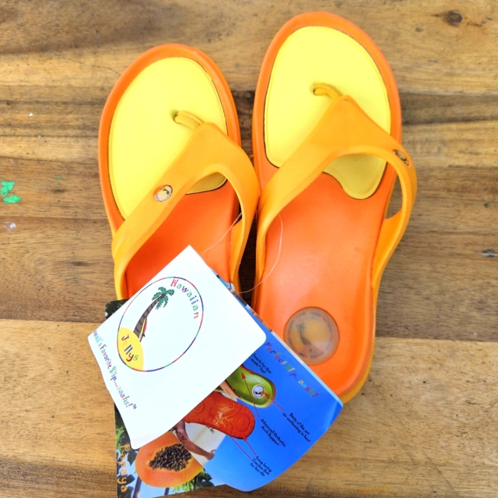 Hawaiian Jellys Ultra Comfort Papaya Fruit Unisex  Sandals Women's Size 6